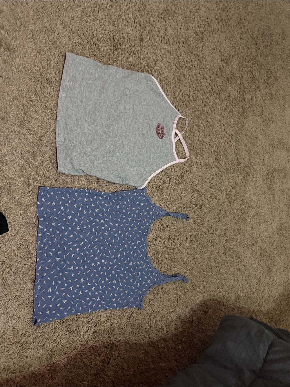 PINK Victoria's Secret Light Gray Tank with Pale Pink Trim